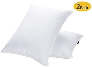lot 6086 image: JA COMFORTS Goose Down and Feather Bed Pillows for Sleeping (2 Pack)- StandardQueen(20IN�28IN), Hotel Collection, Natural Filling, Natural Cotton Cover, White