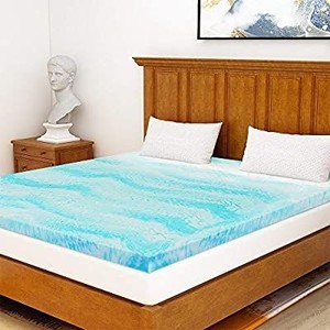 lot 7007 image: Milemont Mattress Topper Queen, 3-Inch Cool Swirl Gel Memory Foam Mattress Topper, CertiPUR-US Certified, Blue