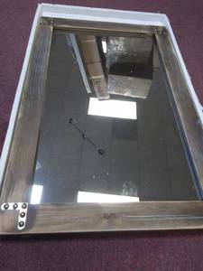 lot 7021 image: Rustic Flat Woodframe Makeup Mirror 24 x 36 inch