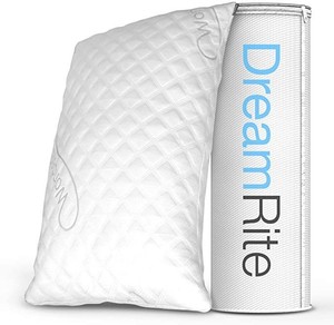 lot 7023 image: Dream Rite Shredded Hypoallergenic Memory Foam Pillow WonderSleep Series Luxury Adjustable Loft Home Pillow Hotel Collection Grade Washable Removable Cooling Bamboo Derived Rayon Cover- Queen 1 Pack