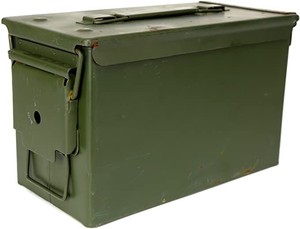 lot 7027 image: Military Outdoor Clothing Previously Issued U.S. G.I. M2A1 Metal 50-Caliber Ammo Box