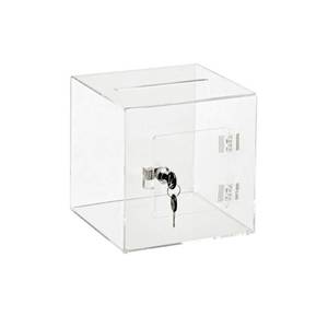 lot 8000 image: AdirOffice 8 in. x 8 in. x 8 in. Acrylic Suggestion Donation Box with Easy Open Rear Door, Clear
