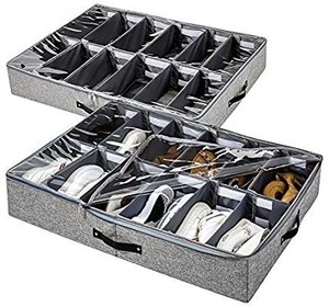 lot 9001 image: Vailando Shoe Storage Organizer with Adjustable Dividers