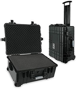 lot 9020 image: RUUF Waterproof Hard Case Portable Shockproof Camera Case with Retractable Handle and Wheels