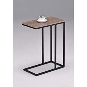 lot 9091 image: Reclaimed Wood Look Finish Chrome Snack Side End Table