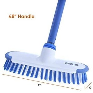 lot 9119 image: Superio Deck Scrub Brush with Long Handle 48 Inches Heavy Duty Stiff Bristles Grout Scrubber with Scraper