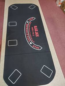 lot 1004 image: Blackjack and Dice reversible felt for a table.