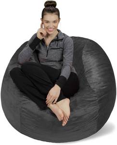 lot 1005 image: Sofa Sack - Plush, Ultra Soft Bean Bag Chair - Memory Foam Bean Bag Chair with Microsuede Cover - Stuffed Foam Filled Furniture and Accessories for Dorm Room - Black 4