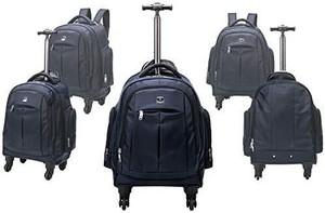 lot 6131 image: Racini Business Rolling Backpack, Nylon Water-Resistant Travel Wheeled Backpack (Blue)