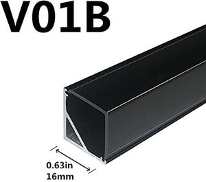 lot 6143 image: LED Aluminum Channel with Clear Cover, LightingWill 10 Pack 3.3Ft1M V Shape Corner Mounted (Section Size0.63 x 0.63) Anodized Black Channel System for