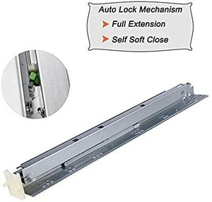 lot 6148 image: 1 Pair Self Soft Close UnderBottom Rear Mounting Drawer Slides 21 inch Concealed Drawer Runners