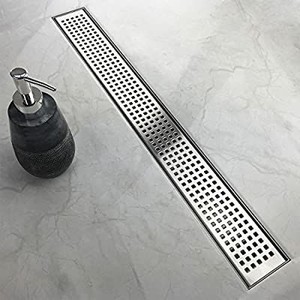 lot 6156 image: Neodrain 36-Inch Linear Shower Drain with Removable Quadrato Pattern Grate,Professional Brushed 304 Stainless Steel Rectangle Shower Floor Drain Manufacturer,With Leveling Feet,Hair Strainer