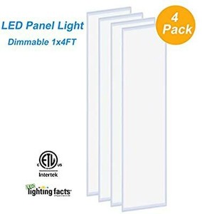 lot 6157 image: LED Troffer Panel Light 1x4FT, Allsmartlife 4-Pack 1x4FT LED Flat Panel Light Dimmable 0-10V 4000K 40W 4800Lumens ETL Listed, DLC Qualified and Lighting Facts