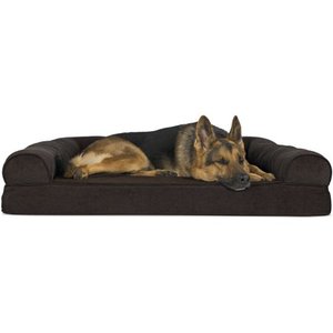 lot 1013 image: FurHaven Pet Dog Bed Orthopedic Faux Fleece & Chenille Sofa-Style Couch Pet Bed for Dogs & Cats, Coffee, Jumbo
