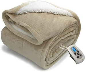 lot 6179 image: Twin Electric Blanket Heated Sherpa and Reversible Flannel Washable Throw ,Fast-Heating Full Body Warming Soft with 10 Heat SettingsSafety 10 Hours Auto-Off Controller