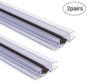 lot 6202 image: 2 pairs of 78 MAGNETIC SIDE Shower door Seal  MAGNETIC Clear QUALITY VINYL as Leak Guard Weather Stripping with Drip Rail  shower door magnet for 38 glass Thickness.