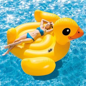 lot 9140 image: Intex Inflatable Mega Yellow Duck Island Float, 87 x 87 x 48
