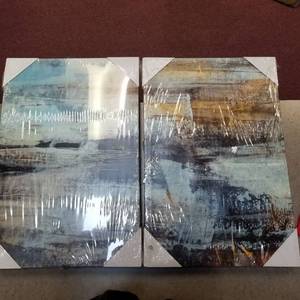 lot 9143 image: Abstract Canvas Art 16x24x20
