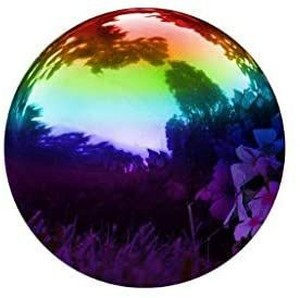 lot 6224 image: Kanff Gazing Ball Durable Stainless Steel Rainbow Ball, Home Gazing Globe Mirror Ball in Rainbow Stainless Steel (12 INCH)