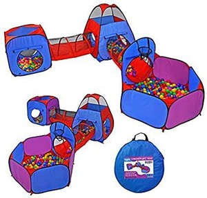 lot 6229 image: Yoobe 5pc Pop up Play Tent and Tunnels Toy Indoor & Outdoor Child Tent with Ball Pit Playhouse
