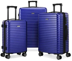 lot 6233 image: Gonex 3 Piece Luggage Set with Spinner Wheels, TSA Lock PC Trolley Expandable Hard Case Luggage, Carry on Hard Shell Suitcase 20 24 28 Inch, Blue
