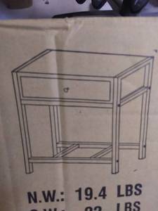 lot 7044 image: White And Gold Finish Nightstand Side End Table Bottom Shelf With Drawer