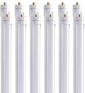 lot 9168 image: (Pack of 12) Barrina LED Light Tube, 8ft, 44W (100W Equivalent), 6500K, 4500 Lumens, Frosted Cover, Dual-Ended Power