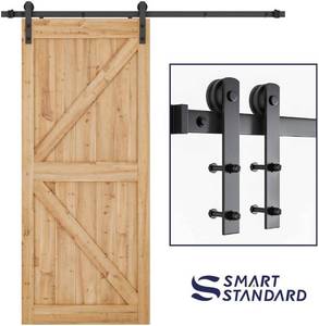 lot 9169 image: SMARTSTANDARD 6.6ft Heavy Duty Sturdy Sliding Barn Door Hardware Kit