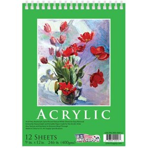 lot 9206 image: 9 x 12 Premium Extra Heavy-Weight Acrylic Painting Paper Pad, 246lbs 12-Sheets