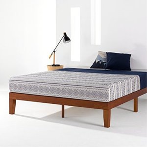 lot 1138 image: Mellow Naturalista Classic - 12 Inch Solid Wood Platform Bed with Wooden Slats, No Box Spring Needed, Easy Assembly, Queen,Cherry