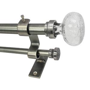 lot 1144 image: Beme International North Branch 34-Inch Crackle Glass Knob Telescoping Double Drapery Rod Set, 72 to 144-Inch, Pewter