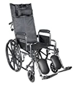 lot 1155 image: Drive Medical SSP20RBDDA Silver Sport Reclining Wheelchair with Detachable Desk Length Arms and Elevating Leg Rest, Silver Vein, 20 Inch