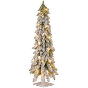 lot 1170 image: National Tree Snowy Downswept Tree with Metal Plate, 48-Inch, Pre-Strung with 100 Clear Lights