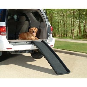 lot 1180 image: West Ivory Pets Foldable Lite Ramp for Puppies and Dogs, Non-Slip Supports Small, Medium, Large Up to 200lbs 62 Long 15 Wide - Safe Outdoor Car SUV Truck
