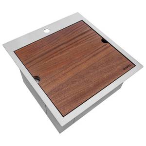 lot 1192 image: Ruvati 21 x 20 inch RV Workstation Drop-in Topmount Bar Prep Kitchen Sink 16 Gauge Stainless Steel - RVH8221