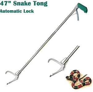 lot 1179 image: KONKY 47-Inch Stainless Steel Professional Snake Catcher, Reptile Grabber Standard Snake Tong Stick Outdoor Adventure Handling Tool Trash Picker with Zigzag Wide Jaw