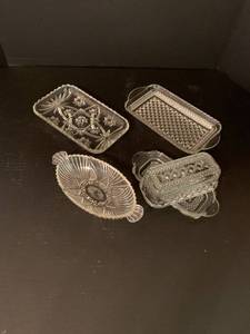 lot 1200 image: Set of three candy dishes and one butter dish