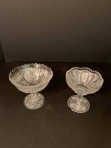 lot 1205 image: Set of 2 cut glass candy dishes