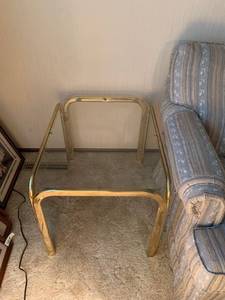lot 1221 image: Brass and glass top side table 27 x 20 x 20