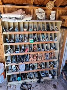 lot 4002 image: Storage organizer with cubbies and contents