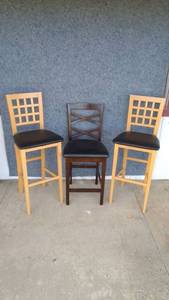lot 242 image: Lot of Three Wooden Bar Stools