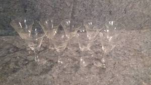 lot 255 image: Small Decorative Stemmed Drinking Glasses Featuring Woodland Animals Set of 8
