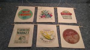 lot 260 image: Canvas Banners Farmers Market, Fresh Produce, and More Lot of 6