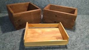 lot 261 image: Three Small Vintage Wooden Boxes or Crates
