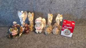 lot 266 image: Lot of Decorative Angel Statuettes  Figures and Vintage Campbells Ornament