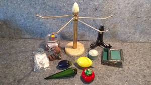 lot 268 image: Jewelry Hanger Display, Art Glass Produce, and More