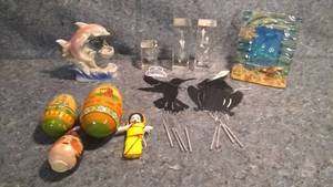 lot 278 image: Dolphin Decor, Decorative Hand Painted Eeggs, and More