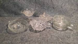 lot 280 image: Vintage Pressed Glass Tableware Includes Two Juicers and More