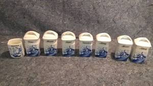 lot 282 image: Vintage INGE German Blue Delft Spice Jars