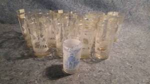 lot 302 image: Deer Drinking Glasses Lot of 15 Plus Paul Bunyan Glass